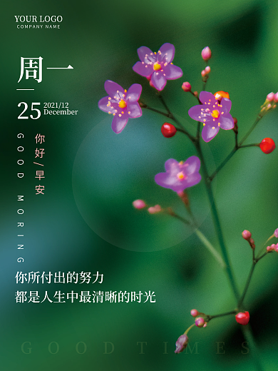 小花摄影美图早安海报朋友圈正能量日签