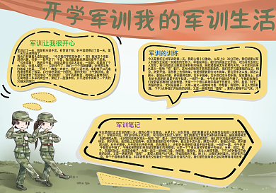 开学军训我的军训生活手抄报