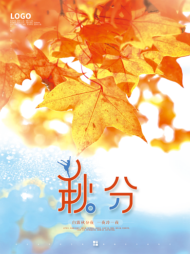 传统二十四节气枫叶摄影图秋分海报