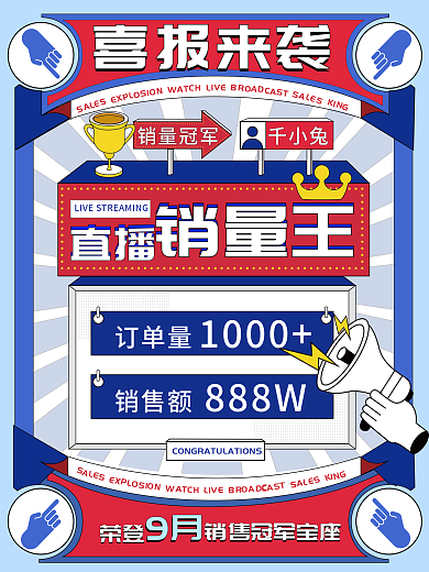 创意微商团队销售喜报海报