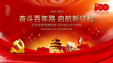 建党100周年党的历届代表大会党建展板