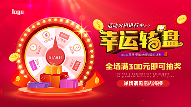 原创幸运大抽奖商场活动宣传展板