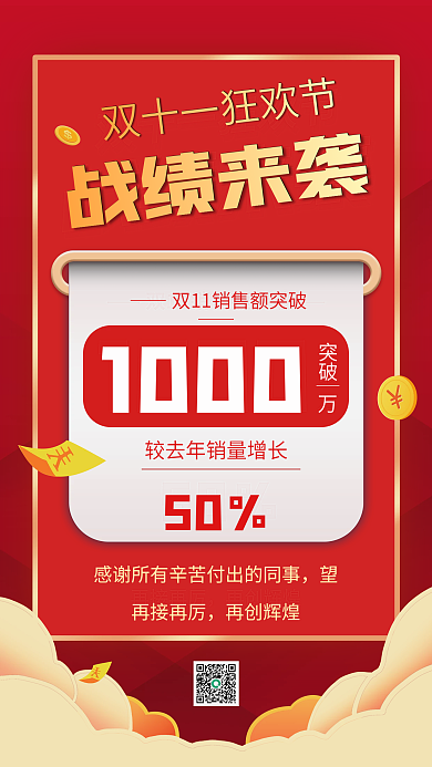 电商销售喜报贺报战报手机海报