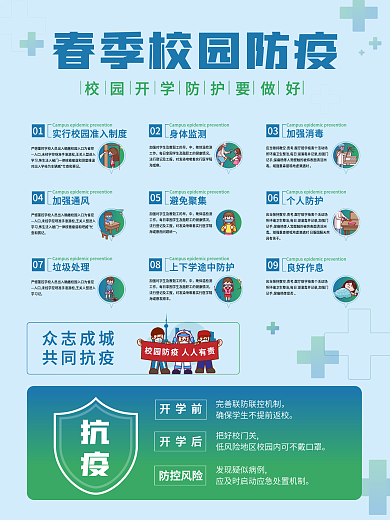开学防疫海报中小学开学防疫
