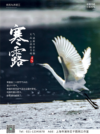 简约创意寒露摄影图海报