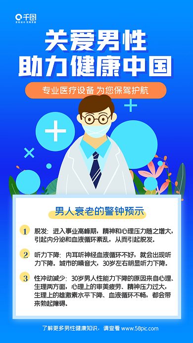 关爱男性健康简约风手机海报