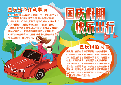 国庆假期出游手抄报
