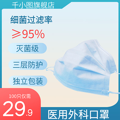 蓝色医科口罩主图模板直通车保健疫情