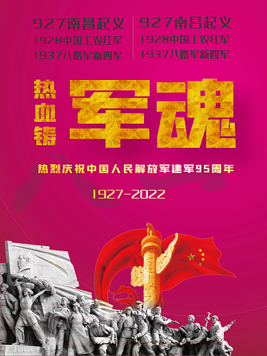 建军节党建海报红色大气特别