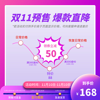 双十一国庆预售主图淘宝天猫促销标签直通车