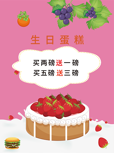 简约美食蛋糕店甜品屋糕点宣传单促销海报