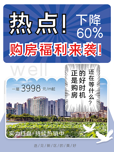 房地产时事创意海报新闻政策资讯快报热点