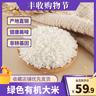 简约风丰收购物节主图直通车