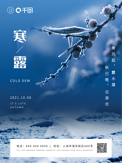 寒露霜降节气简约宣传海报