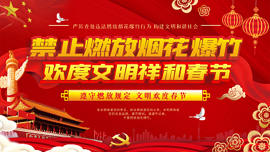 社区禁止燃放烟花爆竹宣传展板