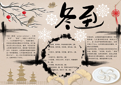 冬至节气习俗知识手抄报
