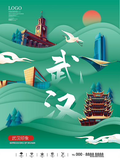 趋势武汉地标城市旅游海报
