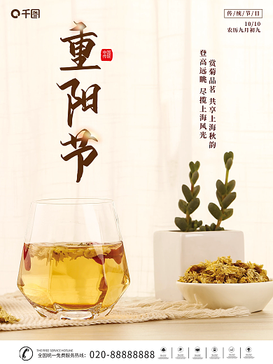 九九重阳节赏菊风景摄影图海报