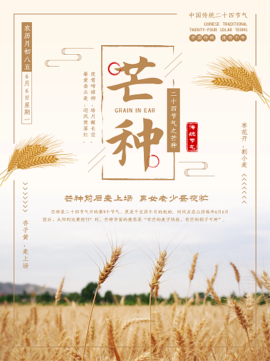 芒种节气宣传海报