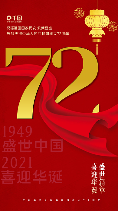 红色简约国庆节手机海报