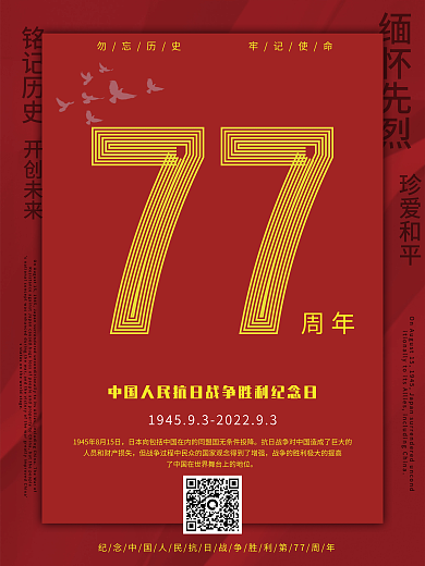 抗战胜利77周年宣传海报