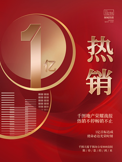 创意喜庆大气房地产成交销售战报喜报海报