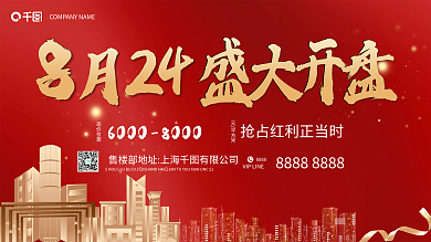 原创矢量大气房地产开盘促销活动海报展板