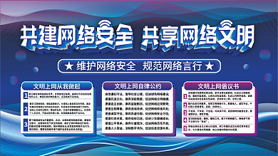 文明上网共建网络安全网络文明公益展板