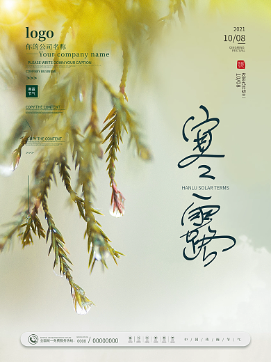 简约创意寒露传统二十四节气摄影图海报