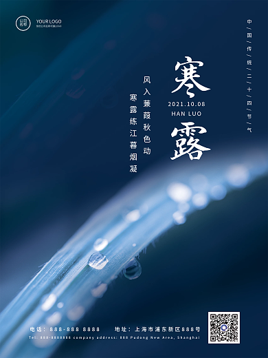 二十四节气寒露简约宣传海报