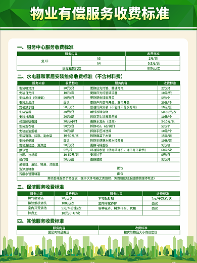 有偿服务收费标准