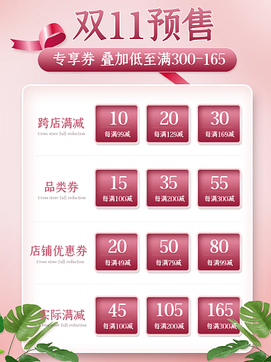 美妆个护双十一预售玩法优惠券主图