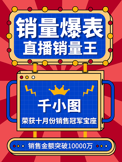 创意孟菲斯风微商团队销售喜报海报