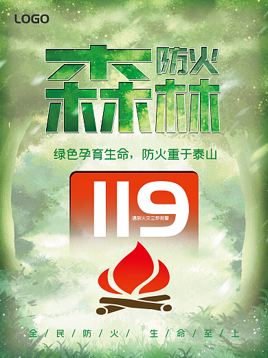 小清新森林防火海报