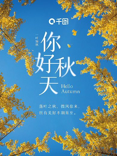 黄色落叶你好秋天海报
