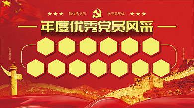 年度优秀党员风采宣传栏展板