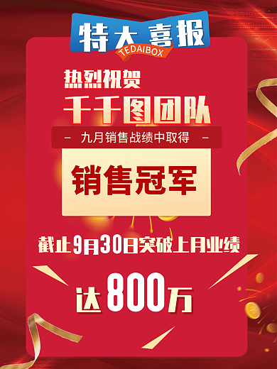 喜庆微商销售喜报战报冠军大字报海报