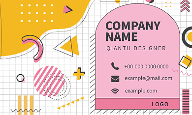孟菲斯几何可爱卡通线性艺术名片