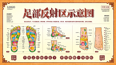 原创手绘人体结构图足部反射示意图宣传展板
