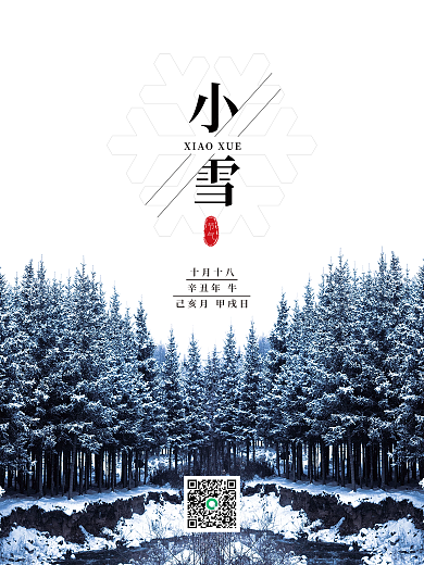 简约二十四节气小雪摄影图节日海报