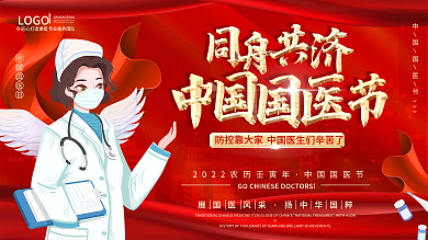 红色中国风中国国医节宣传展板