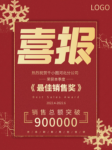 红色喜报团队销售海报喜庆海报