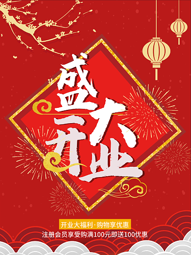 创意大字报盛大开业宣传海报