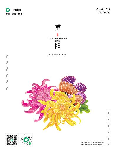 重阳节登高菊花海报