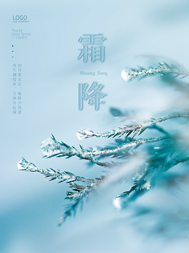 简约24节气霜降节日海报