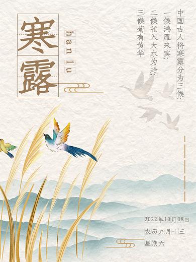 原创二十四节气寒露简约海报