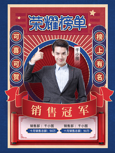 国潮中国风复古双十一销售喜报战报海报