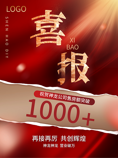 简约销售大字报文案排版喜报海报