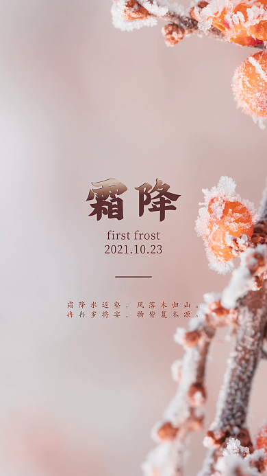 二十四节气霜降简约手机壁纸