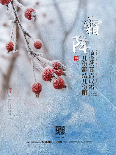 简约中国风霜降24节气摄影图海报